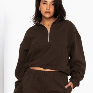 Set Active | heavyweight cropped half zip hoodie